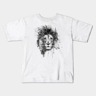 Splattered Lion Black and White Kids T-Shirt